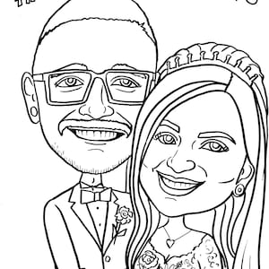 Op de afbeelding: Een zwart-witte lijntekening van een stel, een man en een vrouw, in cartoon-stijl. De man draagt een pak en de vrouw een trouwjurk. De tekst "THE FUTURE ROBERTSON'S" staat bovenaan de afbeelding.