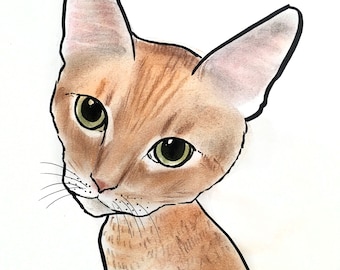 Multiple size—1 pet color, traditionally HAND-DRAWN (on art stock) spot-on, caricature