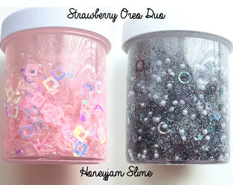 Strawberry Oreo DUO fishbowl sequins slime
