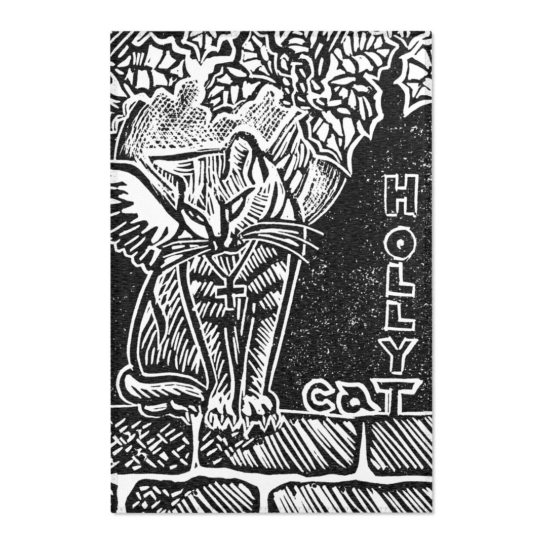Holly Cat Linocut Print Area Rug - Etsy