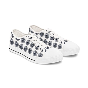 French Bulldog Linocut Patterned Low Top Sneakers for Women