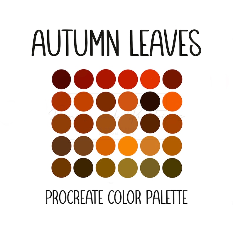 Procreate Color Palette, AUTUMN LEAVES, 30 Colors, Seasonal, Procreate ...