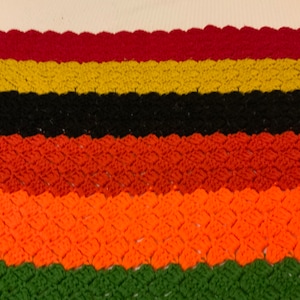 VTG Hand Crocheted Afghan Throw Striped Multicolored EUC  50”x 64”
