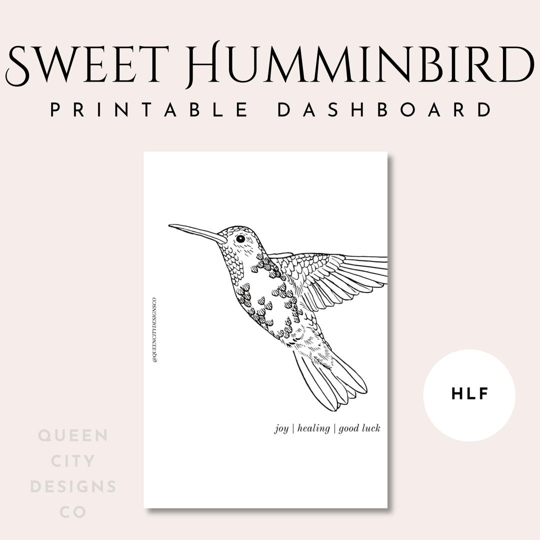 Sweet Hummingbird [half Letter Size] Digital Dashboard, Printable PDF ...