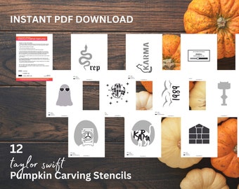 Taylor Swift Pumpkin Carving Stencil Templates | Taylor Swift Halloween Decor | Instant Download PDF