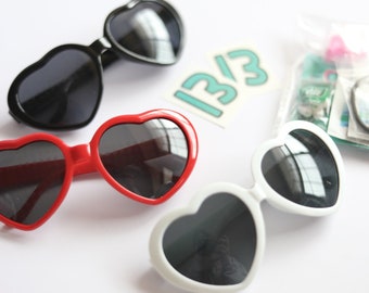 Heart Shaped Sunglasses with Rainbow Heart Refractor Effect