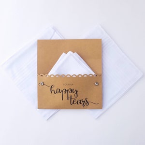 50 Customized Wedding Handkerchief Holders for Guests | Happy Tears Wedding Favor