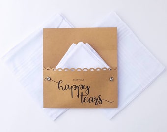 25 Customized Wedding Handkerchief Holders for Guests | Happy Tears Wedding Favor