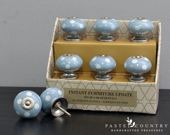 Pastel Country Set of 6 12 Pcs Cabinet Drawer Ceramic Knobs Pulls 6 Free