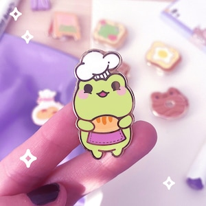 Froggy Bakery Frog Baker Hard Enamel Pin | Badge | Food Pins | Pin Button Collection