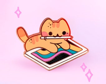 Digital Artist iPad Cat Hard Enamel Pin