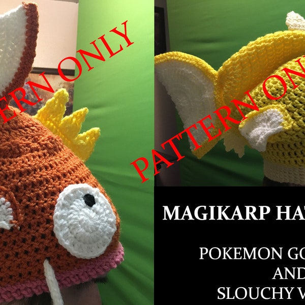 Crochet Magikarp hat pattern - pokemon go replica and slouchy pattern