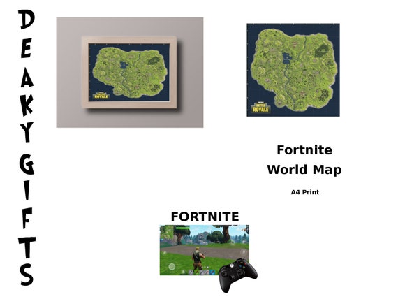 Fortnite Battle Royale world map A4 print picture | Etsy