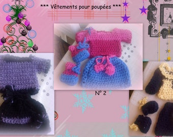 PROMOTION = lot de 3 ensembles en tricot pour poupée