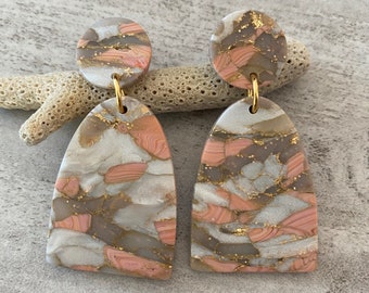 Brown Coin Stone Earrings Smoky Quartz Earrings Short Dangle Earrings Taupe Bridesmaids Wedding Jewelry Autumn Fashion Sterling Silver