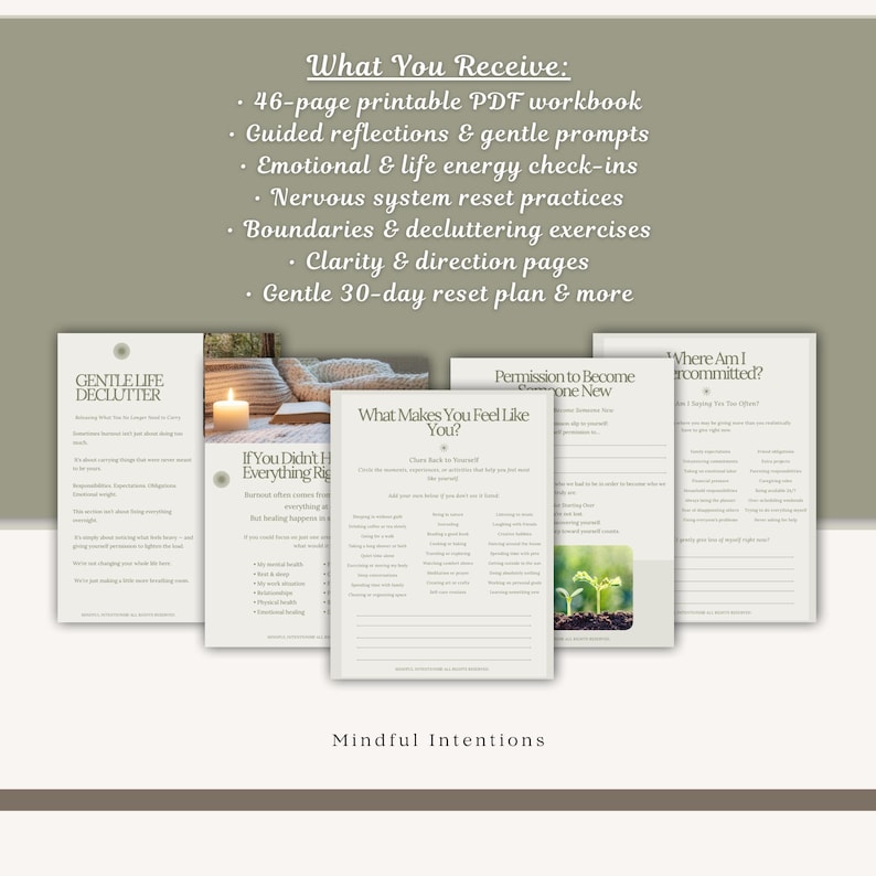 Burnout Recovery Workbook Printable | Gentle Life Reset & Clarity ...