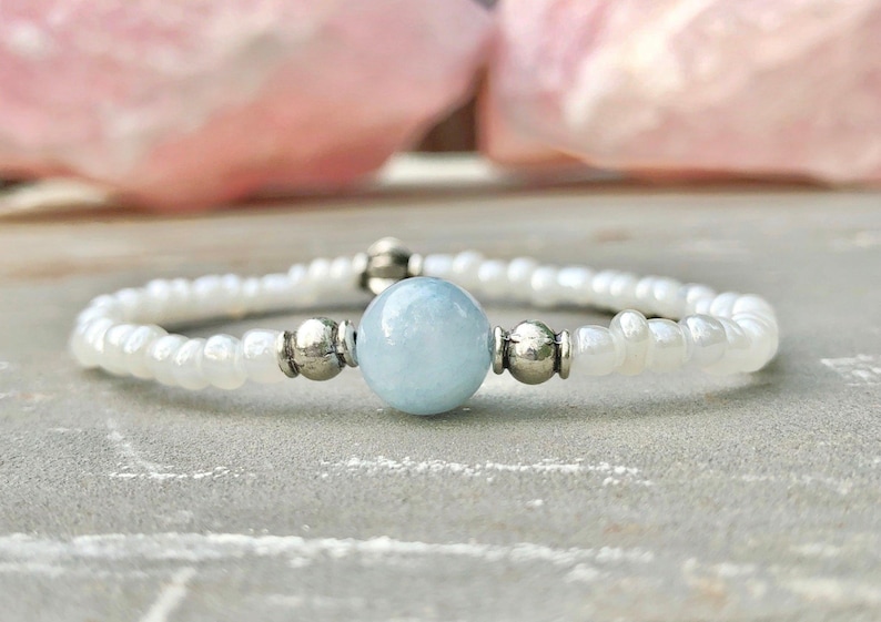 Angelite Bracelet- For Angel & Spirit Guide Connection - Mindful Intentions