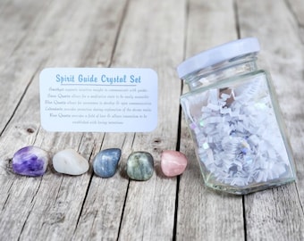 Spirit Guide Crystal Set in Jar: Amethyst, Quartz, Labradorite