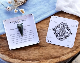 Labradorite Pendulum with Pendulum Board & Instructions