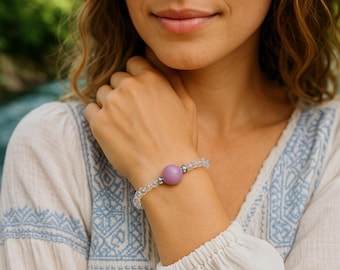 Bracelet Kunzite pour l'équilibre émotionnel et l'amour de soi