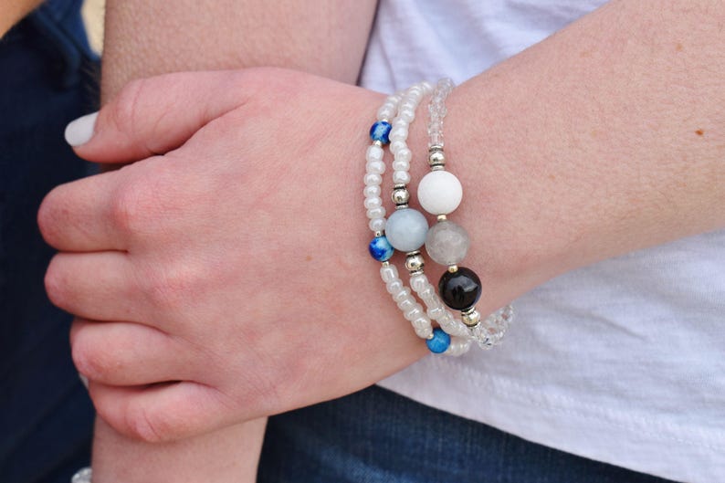 Angelite Bracelet- For Angel & Spirit Guide Connection - Mindful Intentions