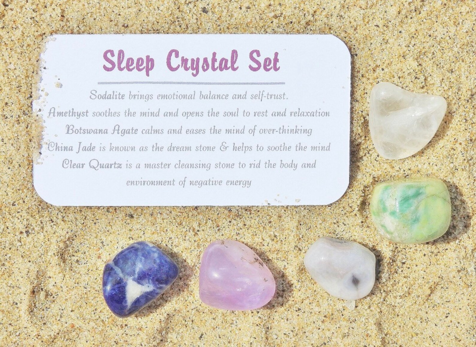 Sleep Crystal Set in Jar Tumbled Stone Kit Crystal Healing Etsy