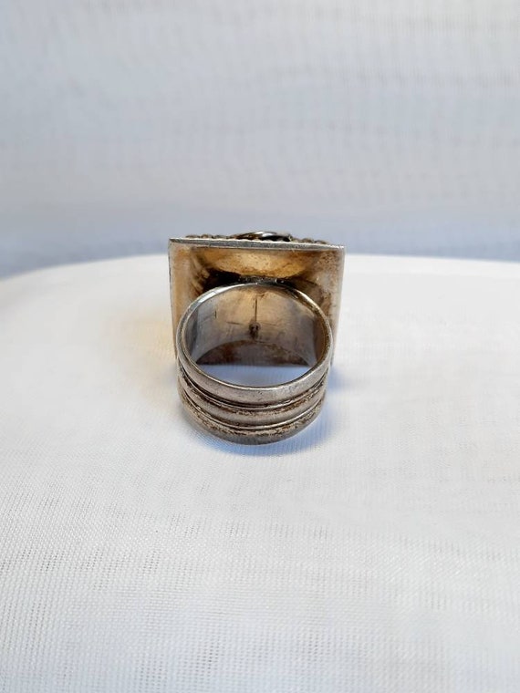 Sterling Silver and Onyx Statement Ring - image 5