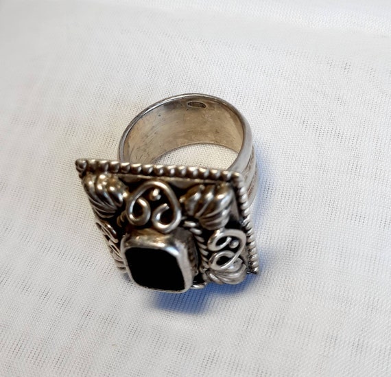 Sterling Silver and Onyx Statement Ring - image 7