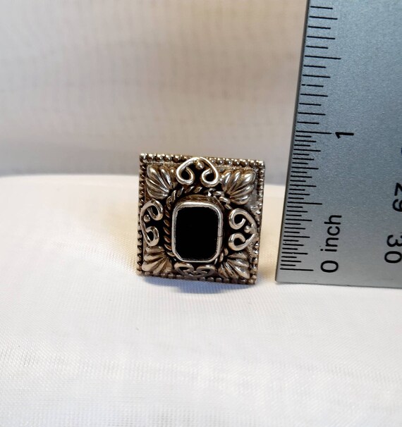 Sterling Silver and Onyx Statement Ring - image 6