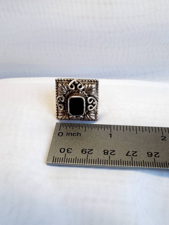 Sterling Silver and Onyx Statement Ring - image 8