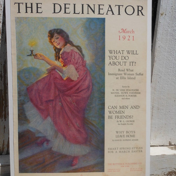 March 1921 Delineator Magazine Cover with Period Headlines