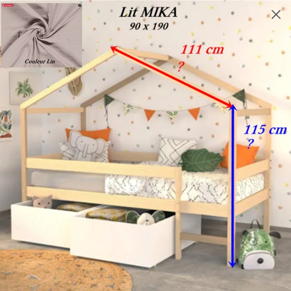 Lit MIKA Voile couleur Lin pour lit cabane MIKA 90x190 - Commande sur mesure de Sarah