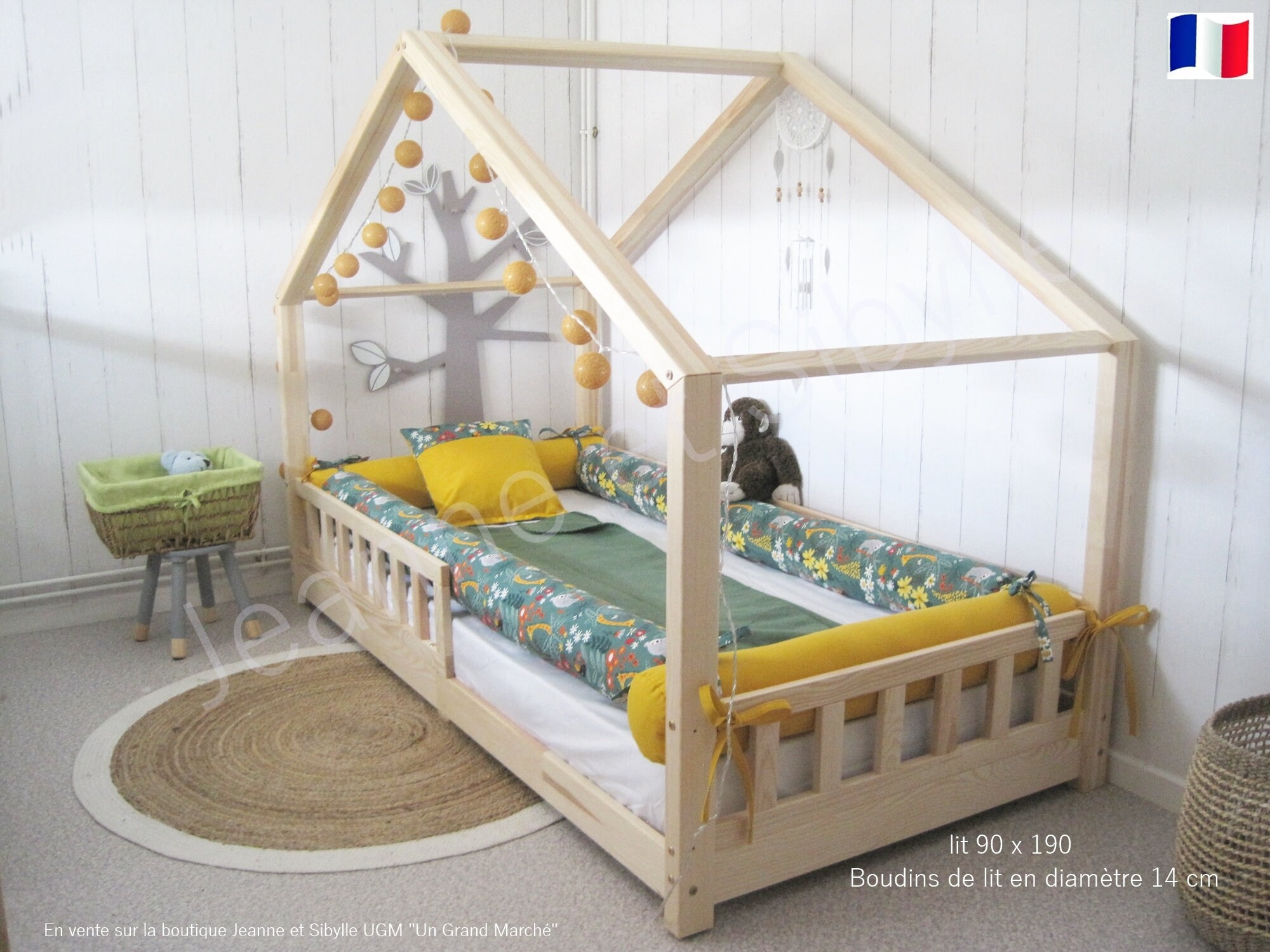 Diam 14 cm Lot de 4 Boudins Pour Lit Façon Montessori ou Cabane, Tipi, Tour Pare Choc Enfant.