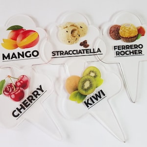 16 pcs Gelato Flavor Markers, Ice Cream Labels, Flavor Tags, Gelato Stickers, Ice Cream Sticks