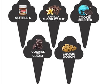 Marqueurs d'arôme pour gelato, Étiquettes pour crème glacée, Étiquettes d'arôme, Stickers pour gelato, Bâtonnets de crème glacée
