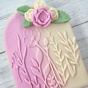Flower Embosser fondant stamp, Acrylic embosser for cookies, Cookie Stamp