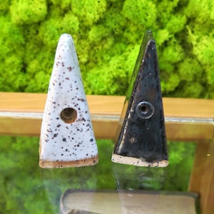 Handmade ceramic Evil Eye mini triangle duo
