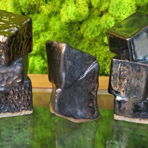 Handmade ceramic metallic geometric blocks