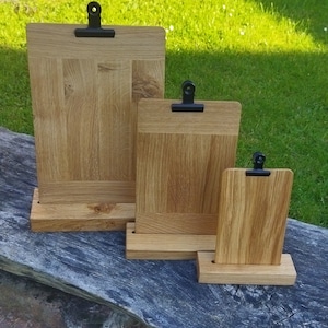 Memoboard Klemmbrett Menükartenhalter A4 A5 und A6 aus Eichenholz