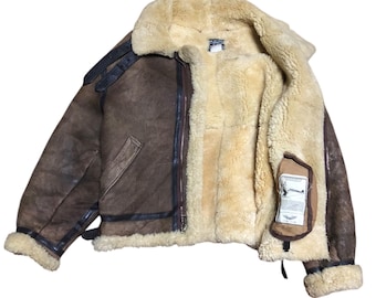 Vintage 80s Avirex B3 US Army Air Force Sheepskin Leather Bomber