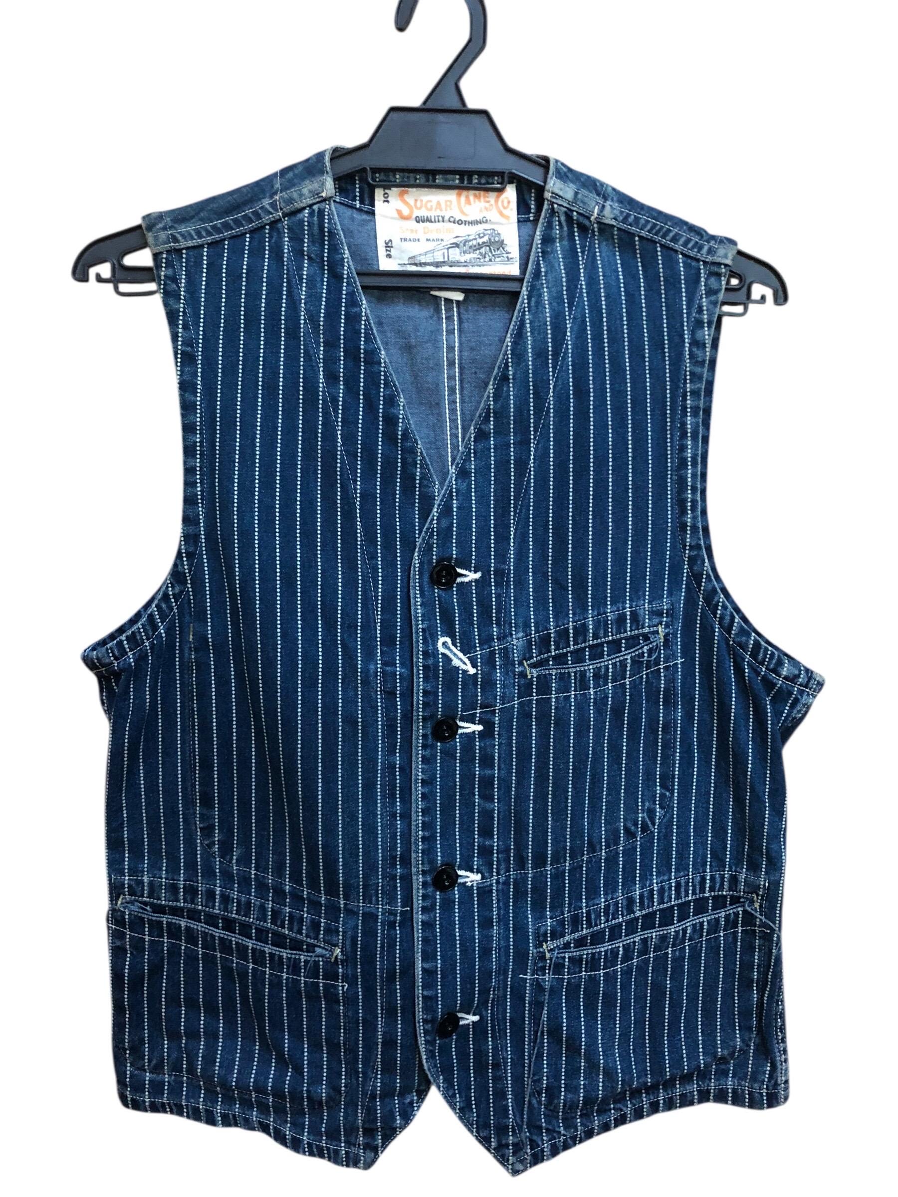 Sugar Cane Toyo Enterprise Stripe Wabash Denim Waist Coat - Etsy Sugar Cane Toyo Enterprise Stripe Wabash Denim Waist Coat - Etsy