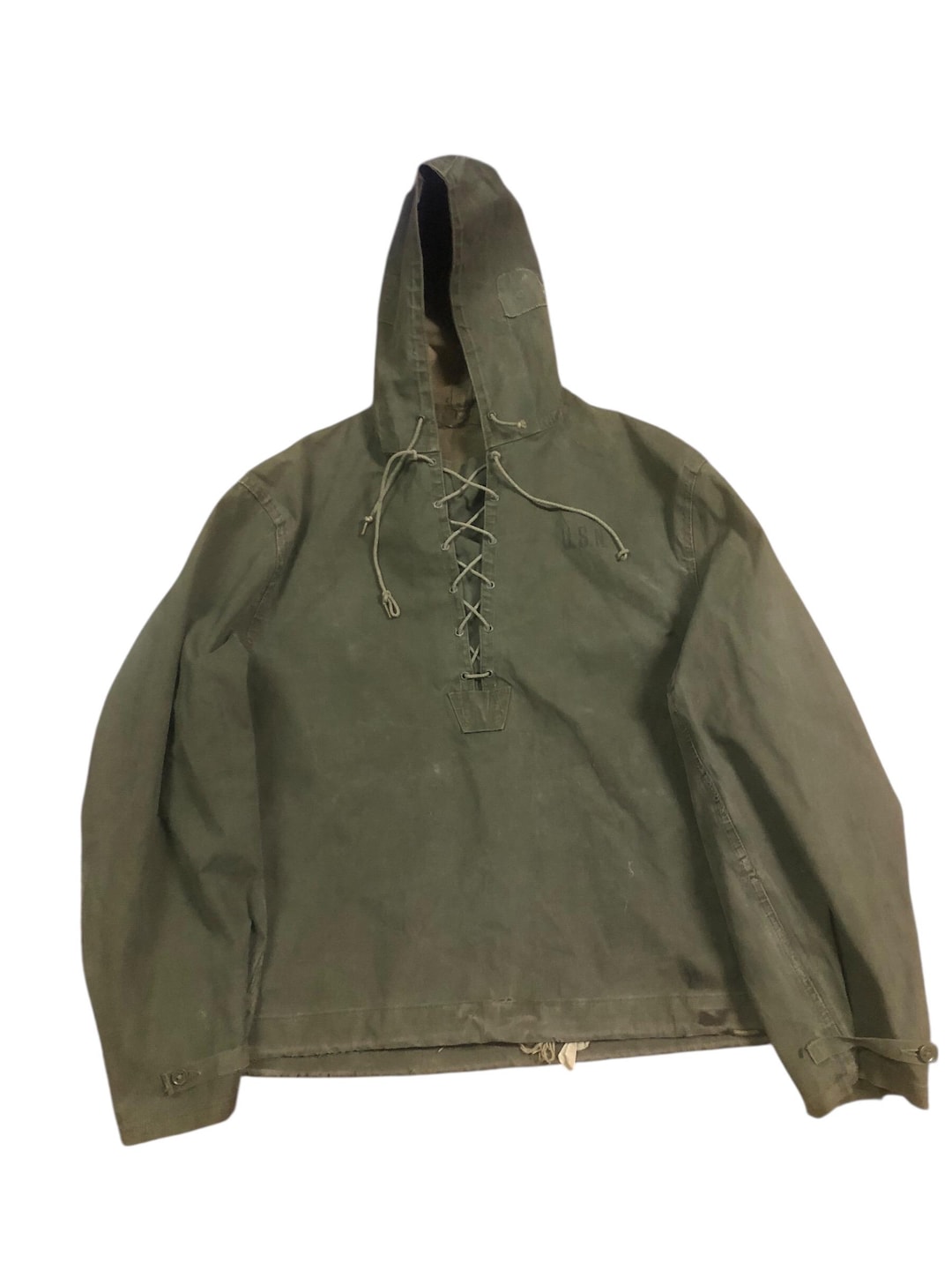 Vintage 40s WW2 United States Navy USN Pullover Hooded Rain Deck