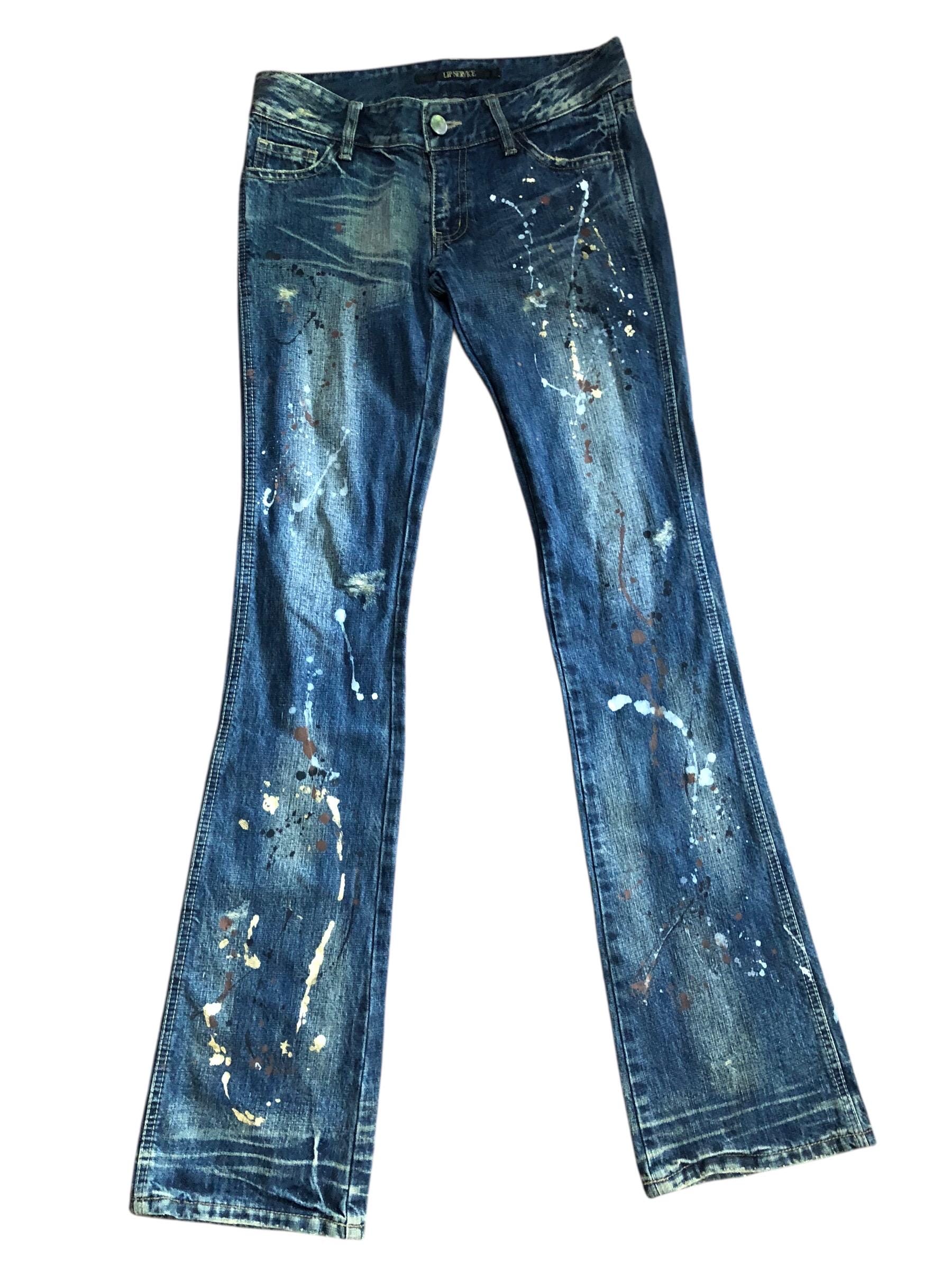 Lip Service Splash Paint Flare Denim Pants - Etsy