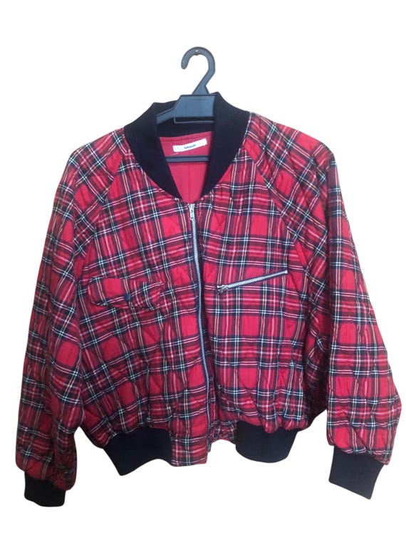 Hanasaki Check Tartan Punk Rockabilly Bomber Jacket - Etsy