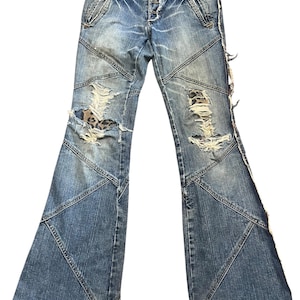 00s tornadomart paisley denimpants y2k S Tornado Mart Flare Denim 