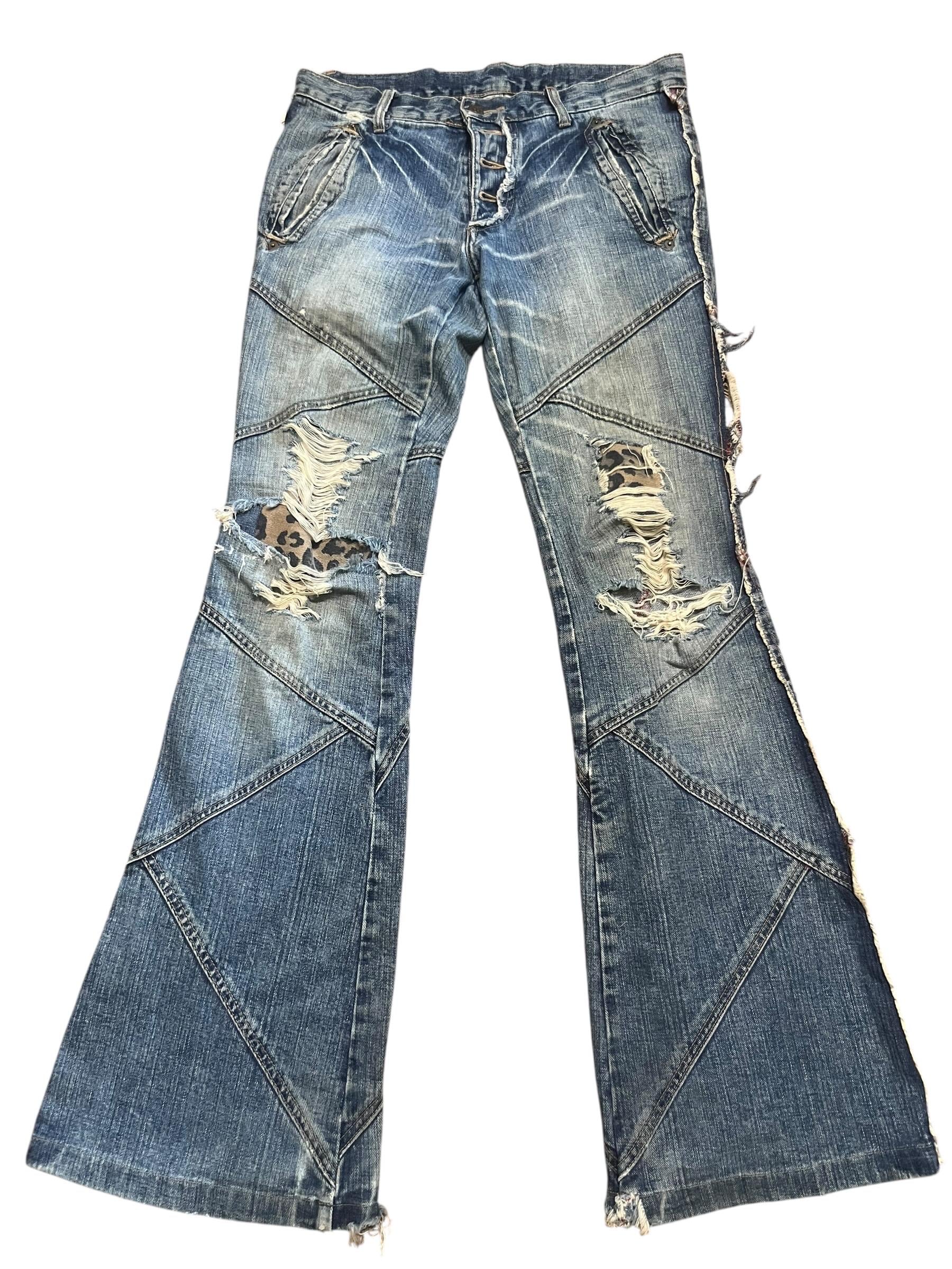 Flare Bell Bottom Tornado Mart Distressed Denim Pants - Etsy