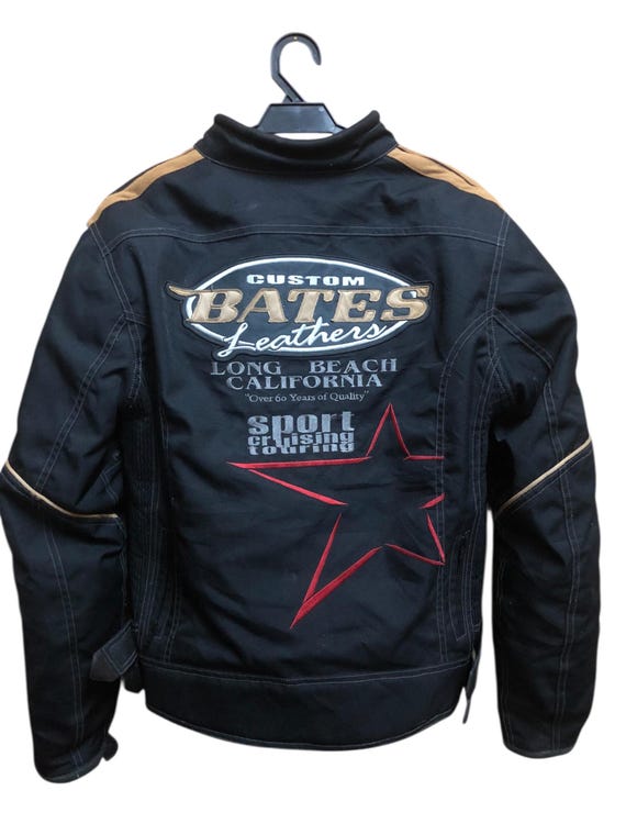 BATES レザー ジャケット ロングビーチ カリフォルニア Bates Long Beach California Bikers Padded Motorcycle Jacket - Etsy