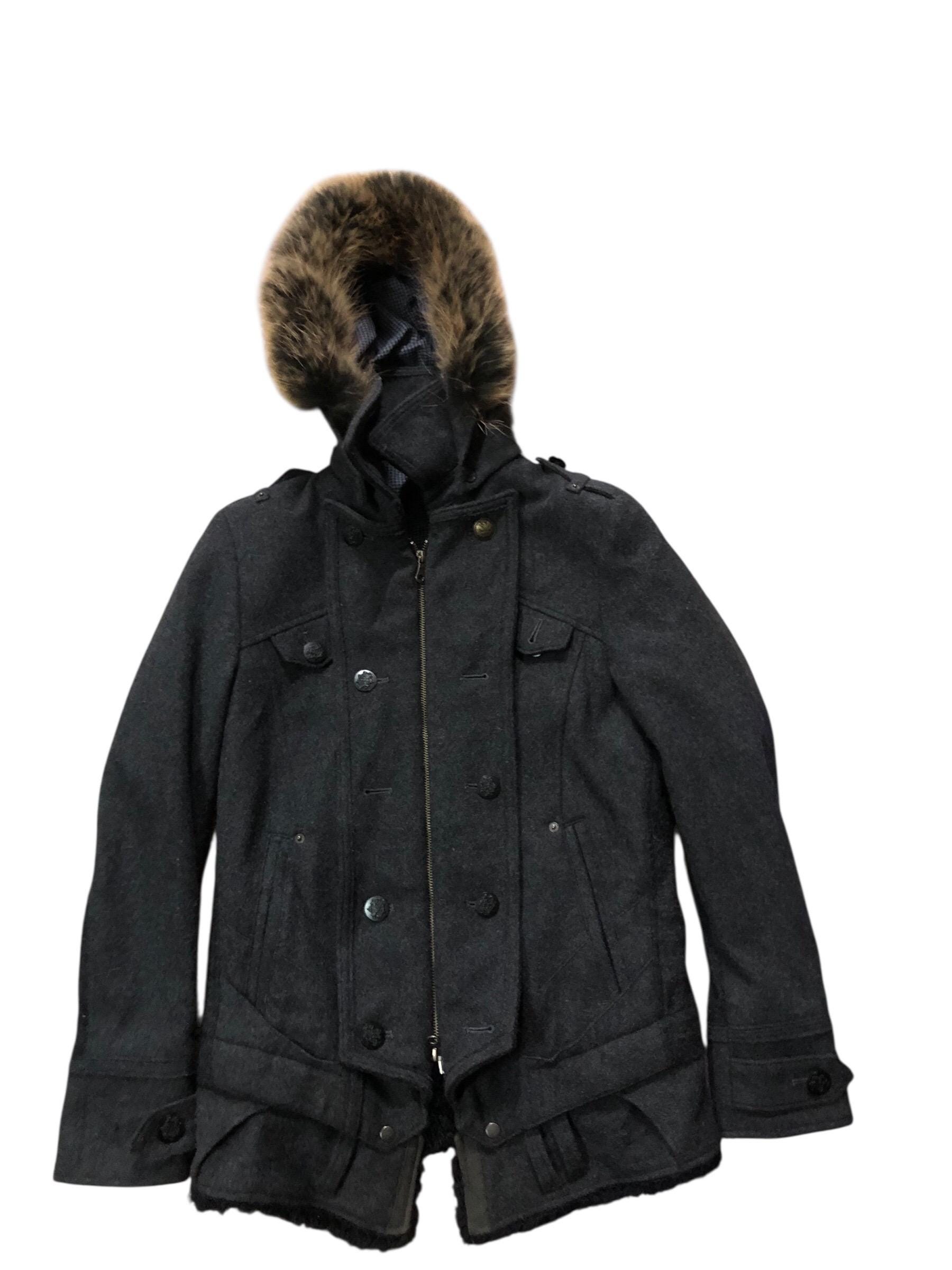 PPFM Raccoon Fur Hooded Wool Blend Jacket - Etsy