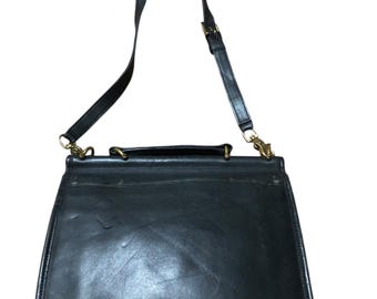 Vintage Coach Willis Bag, Navy Blue Leather, Brass Hardware - Etsy