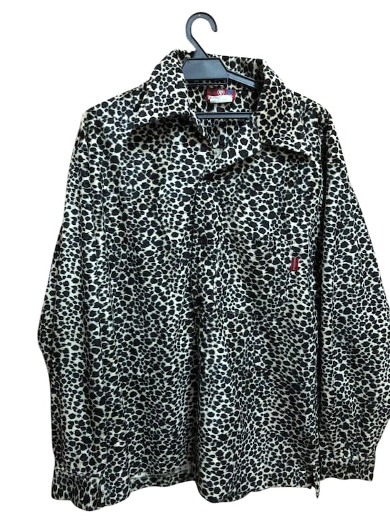 Vintage Third Rail Leopard Motif Button Down Jack… - image 1